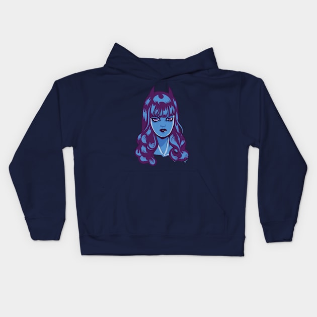 Moody Blue Devil Kids Hoodie by Soefara